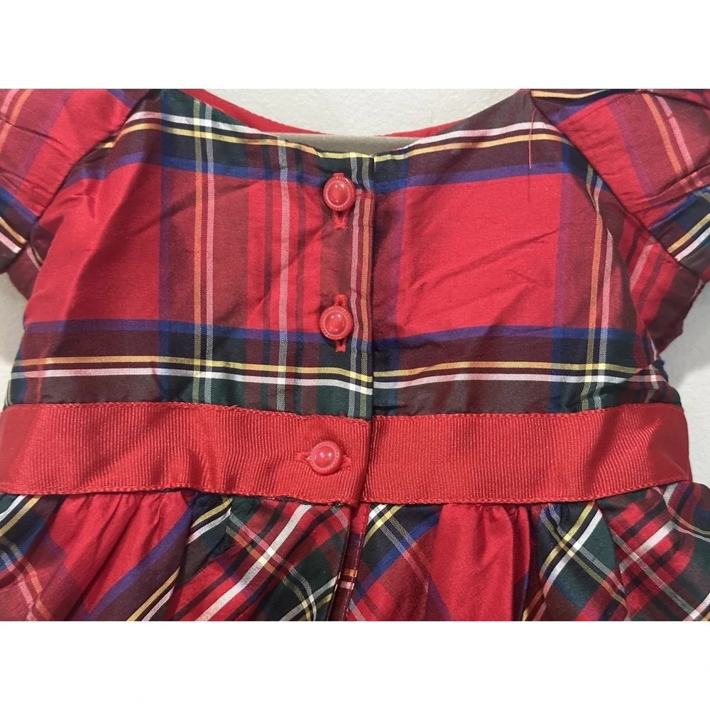 Janie‎ And Jack Baby Girl 6-12 Months Silk Red Tartan Plaid Holiday Dress NEW